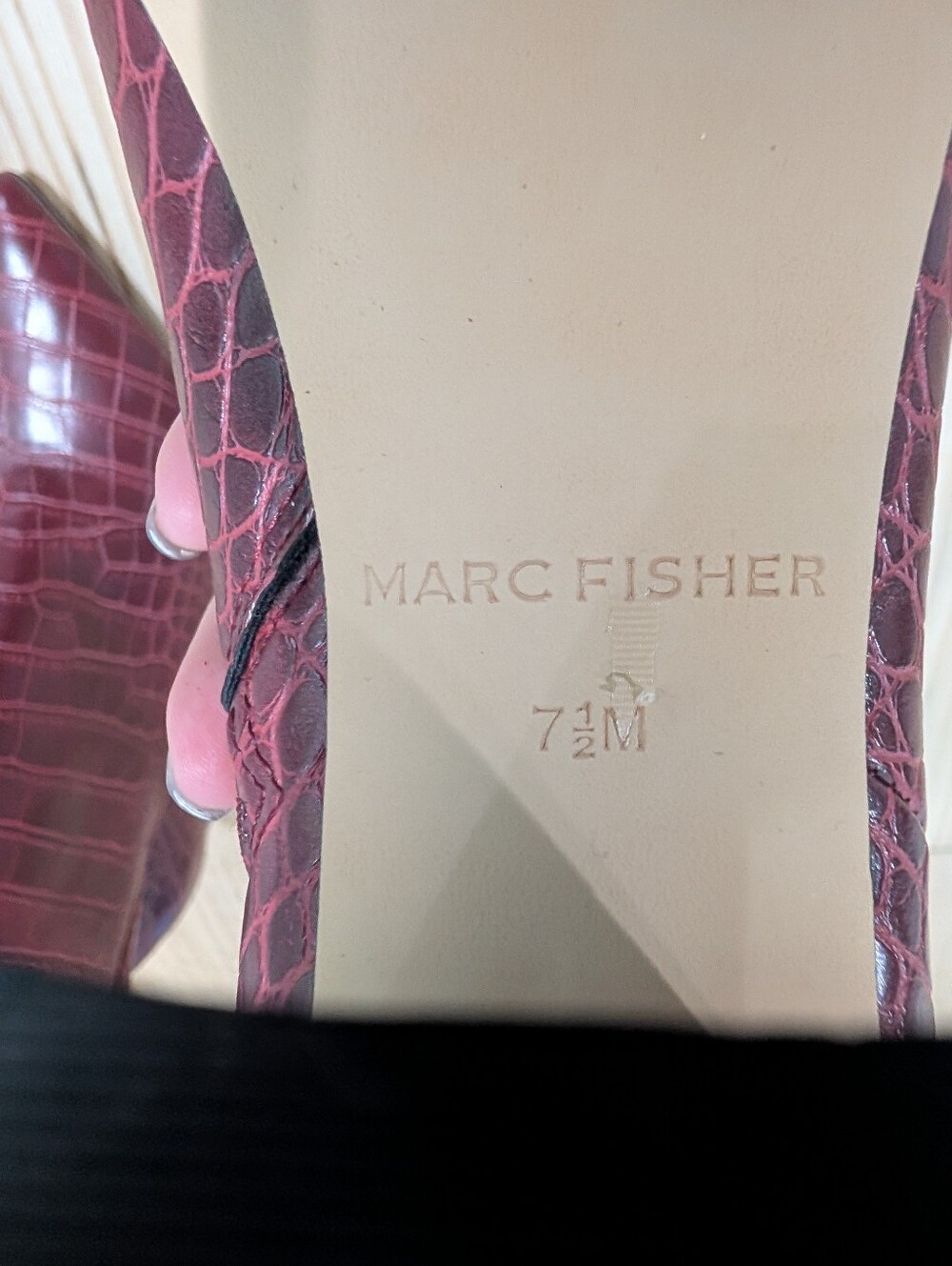 Marc Fisher Croc-Embossed Pointed Toe Ankle Booties - Burgundy - Picture 3 of 6